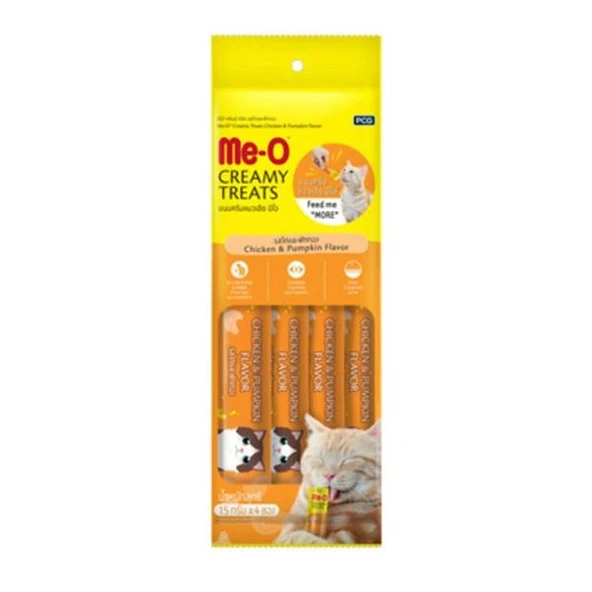 Me-O Tavuklu Balkabaklı Krema Sıvı Kedi Ödülü 15gr 4lü