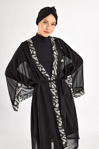 Adasea 251131 Siyah  Pareolu Tam Boy Tasarım Tesettür Mayo - Resim 2