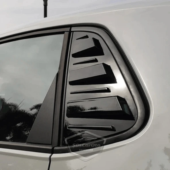 Vw Polo MK6 2018 Sonrası Uyumlu Kelebek Cam Izgarası Kelebek Cam Vizörü İthal Havalandırma Sağ Sol Takım Parlak Siyah 1.Sınıf - 2