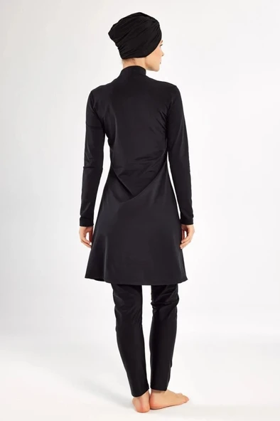 Adasea 251131 Siyah  Pareolu Tam Boy Tasarım Tesettür Mayo - Resim 8