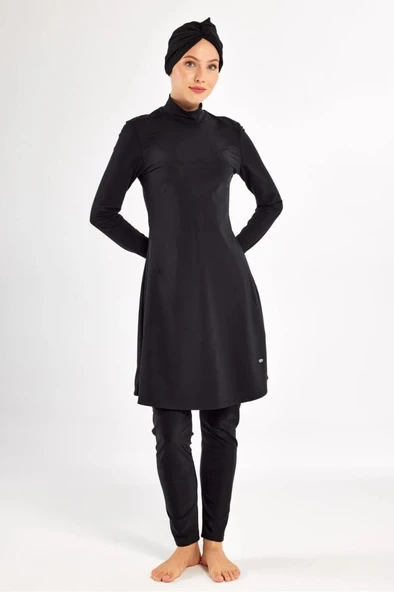 Adasea 251131 Siyah  Pareolu Tam Boy Tasarım Tesettür Mayo - Resim 9