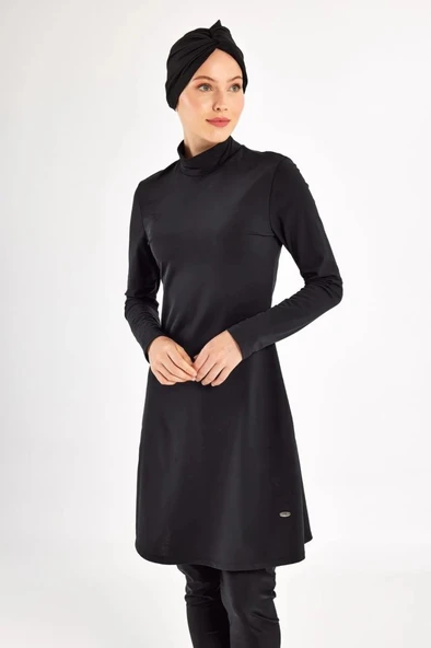 Adasea 251131 Siyah  Pareolu Tam Boy Tasarım Tesettür Mayo - Resim 4