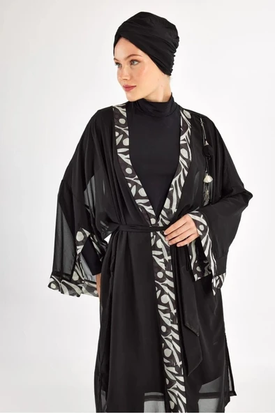 Adasea 251131 Siyah  Pareolu Tam Boy Tasarım Tesettür Mayo - Resim 3