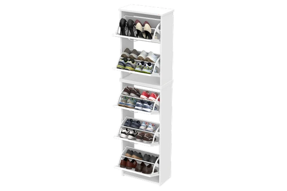 Modilayn VERVE Asma Kapı Önü 52x194x26 cm’ lik 5 Düşer Kapak 10 Göz Bölmeli Ayakkabılık - Resim 7