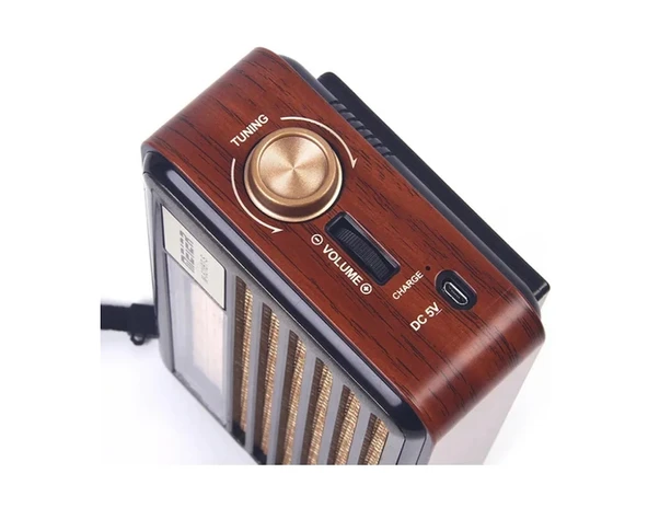 Powerdex M-521BT-S Vintage Taşınabilir Güneş Enerjili Radyo - Usb, Okuma Işığı, El Feneri, Am/fm/shortwave Çoklu Bant - 3