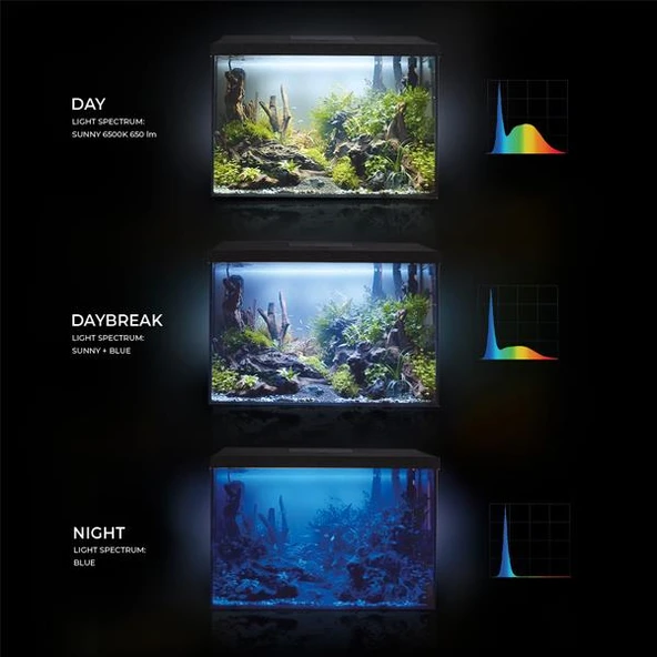 Aquael Aquarium Set Day and Night Leddy 40XL Akvaryum Siyah - 2