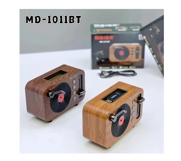 Powerdex MD-1011BT Retro Mini Bluetooth Hoparlör - Fm Radyolu Taşınabilir Kablosuz Speaker - 3