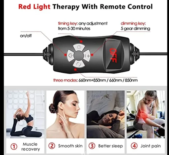Ayarlanabilir Stand Kızılötesi Işık Cihazı 660nm ve 850nm Kızılötesi Işık Vücut Ağrısı Giderici Cilt Bakımı Kırmızı Işık Terapi Cihazı - 7