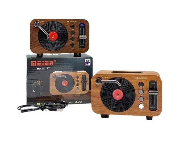 Powerdex MD-1011BT Retro Mini Bluetooth Hoparlör - Fm Radyolu Taşınabilir Kablosuz Speaker
