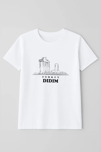 Kadın Bisiklet Yaka %100 Pamuk Didim Baskılı Kısa Kollu T-Shirt - Resim 2