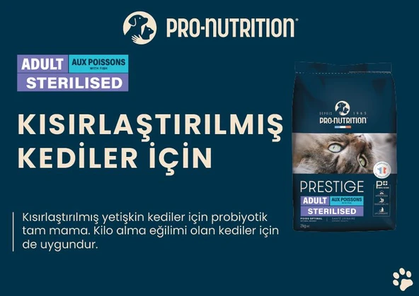 Pro Nutrition Prestige Adult Sterilised Yetişkin Kısırlaştırılmış Somonlu ve Morina Balıklı Kedi Maması 2Kg - 4