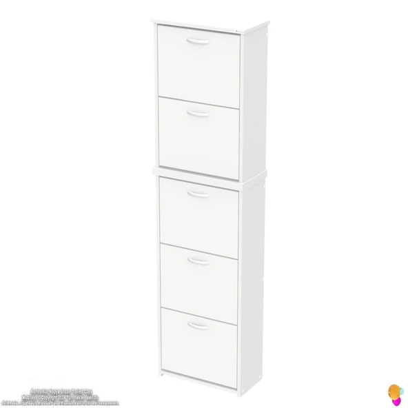 Modilayn VERVE Asma Kapı Önü 52x194x26 cm’ lik 5 Düşer Kapak 10 Göz Bölmeli Ayakkabılık - 6