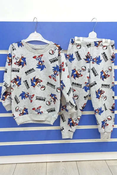 Süper Sonic Baskılı 2'li Pijama Takımı Çizgi Film Karakterli Erkek Çocuk Pijama Takımı