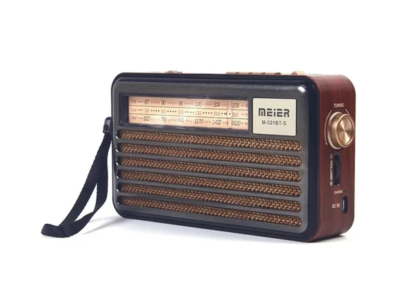 Powerdex M-521BT-S Vintage Taşınabilir Güneş Enerjili Radyo - Usb, Okuma Işığı, El Feneri, Am/fm/shortwave Çoklu Bant