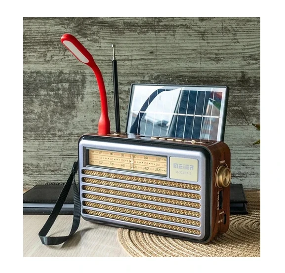 Powerdex M-521BT-S Vintage Taşınabilir Güneş Enerjili Radyo - Usb, Okuma Işığı, El Feneri, Am/fm/shortwave Çoklu Bant - 2