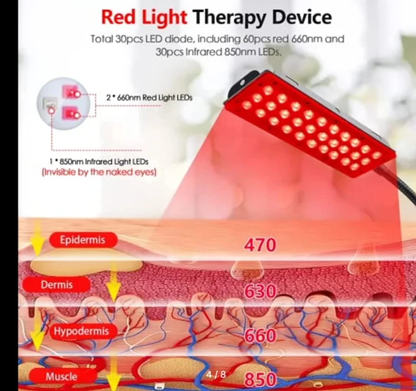 Ayarlanabilir Stand Kızılötesi Işık Cihazı 660nm ve 850nm Kızılötesi Işık Vücut Ağrısı Giderici Cilt Bakımı Kırmızı Işık Terapi Cihazı - 3