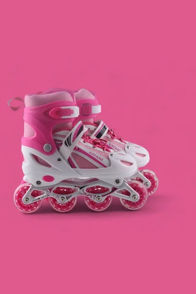 Pembe Silikon Tekerli Ayarlanabilir Işıklı Paten S 31-34 HP8136 - 3