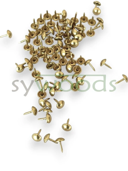 Mini kabara raptiye 6.5 mm 100 adet koltuk sandalye ahşap dekorasyon aksesuar sarı renk - 5