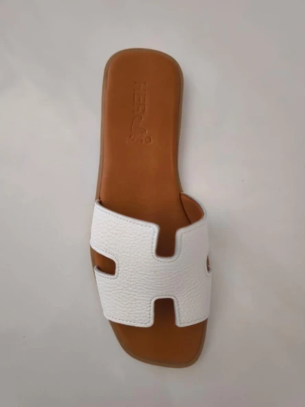 Kadın Deri Terlik Kaymaz Taban Yumuşak  Giydirimli - 6