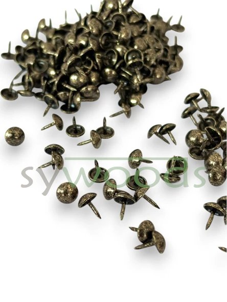 Mini kabara raptiye 6.5 mm 100 adet koltuk sandalye ahşap dekorasyon aksesuar antik renk - 2