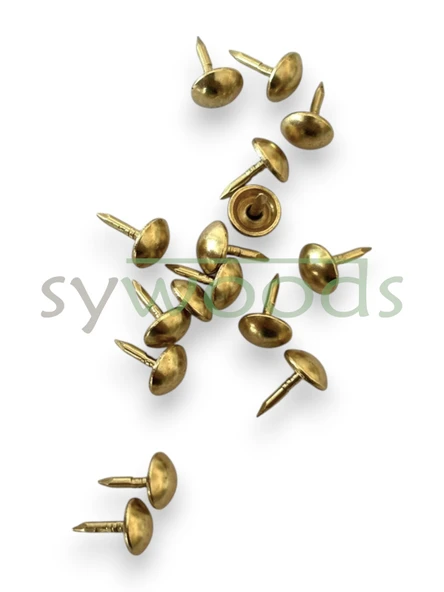 Mini kabara raptiye 6.5 mm 100 adet koltuk sandalye ahşap dekorasyon aksesuar sarı renk - 2