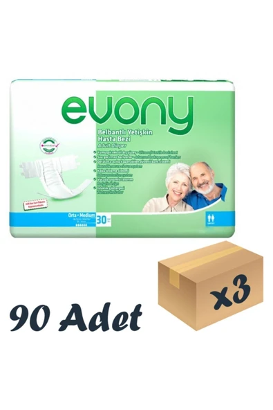 Evony Bel Bantlı Yetişkin Hasta Bezi Medium 30'lu 3 Paket 90 Adet - 2