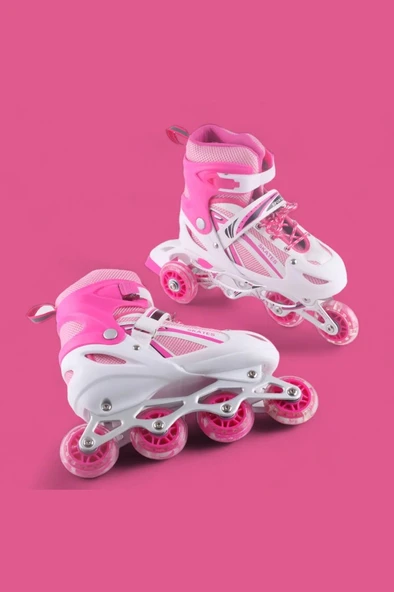 Pembe Silikon Tekerli Ayarlanabilir Işıklı Paten S 31-34 HP8136 - 2