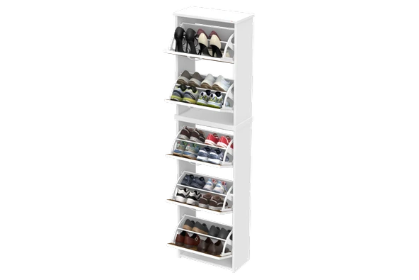 Modilayn VERVE Asma Kapı Önü 52x194x26 cm’lik 5 Düşer Kapak 10 Göz Bölmeli Ayakkabılık - Resim 6