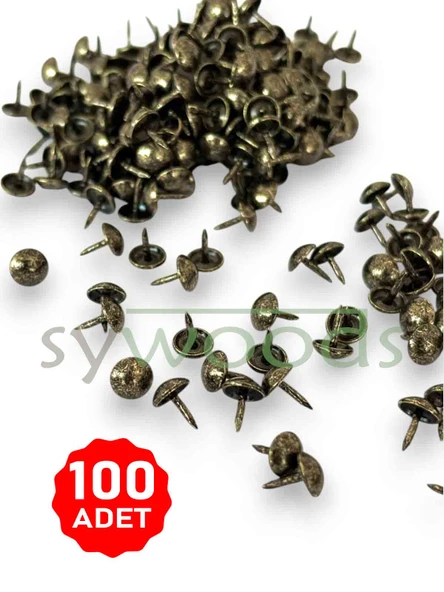 Mini kabara raptiye 6.5 mm 100 adet koltuk sandalye ahşap dekorasyon aksesuar antik renk