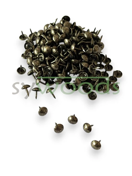 Mini kabara raptiye 6.5 mm 100 adet koltuk sandalye ahşap dekorasyon aksesuar antik renk - 4