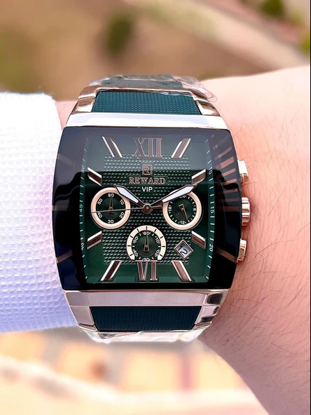 Reward Çelik Kordon 2 Yıl Garantili 5 Atm Suya Dayanıklı İç Fonksiyonları Aktif Erkek Kol Saati E140 - Resim 2