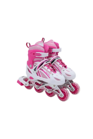 Pembe Silikon Tekerli Ayarlanabilir Işıklı Paten M 35-38 HP8136 - 5