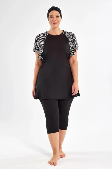 Maresiva 252805 Coral Büyük Beden Kısa Kol Taytlı Mayo - Resim 3