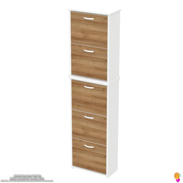 Modilayn VERVE Asma Kapı Önü 52x194x26 cm’lik 5 Düşer Kapak 10 Göz Bölmeli Ayakkabılık - 6