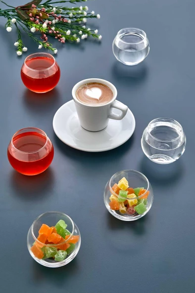 6'Lı Cam Fanus Mini Sunumluk,Lokumluk,Pinterest Mini Kahve Yanı Su Bardağı - 2