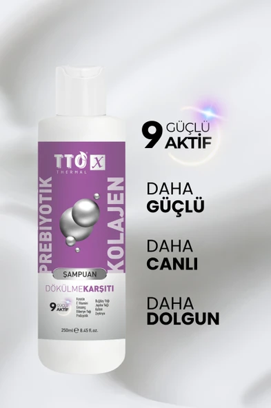 TTO-X Prebiyotik & Kolajen Dökülme Karşıtı Şampuan 250ml (Cocamidopropyl,Betaine,Glycerin) - 3