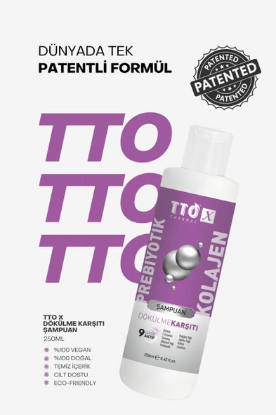 TTO-X Prebiyotik & Kolajen Dökülme Karşıtı Şampuan 250ml (Cocamidopropyl,Betaine,Glycerin) - 5