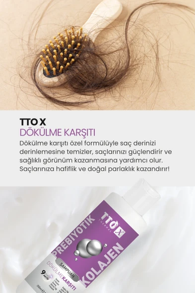 TTO-X Prebiyotik & Kolajen Dökülme Karşıtı Şampuan 250ml (Cocamidopropyl,Betaine,Glycerin) - 2