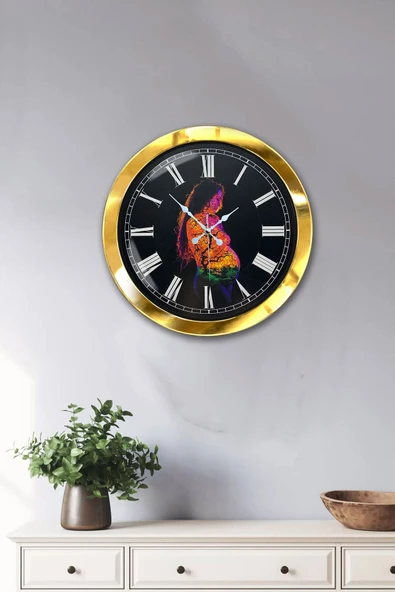 Platin Saat Hediyelik 36 Cm Gold Metal Doğallık Duvar Saati - 2