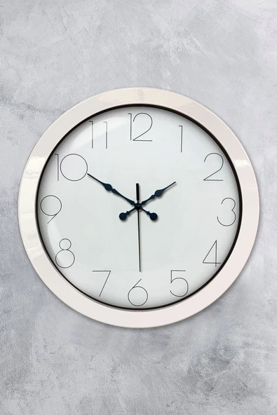Platin Saat Hediyelik 36 Cm Beyaz Metal Modern Duvar Saati - 1