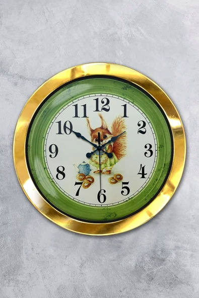 Platin Saat Hediyelik 36 Cm Gold Metal Çocuk Duvar Saati