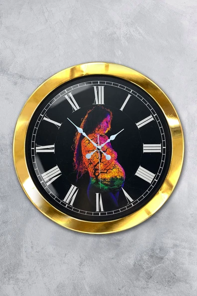 Platin Saat Hediyelik 36 Cm Gold Metal Doğallık Duvar Saati - 1