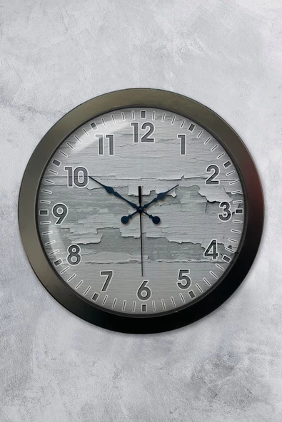 Platin Saat Hediyelik 36 Cm Siyah Metal Dekoratif Duvar Saati - 1