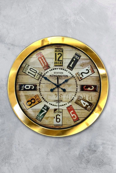 Platin Saat Hediyelik 36 Cm Gold Metal Dekoratif Duvar Saati