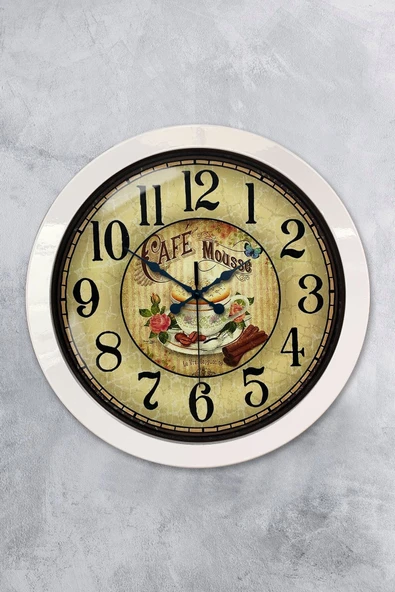 Platin Saat Hediyelik 36 Cm Beyaz Metal Mutfak Duvar Saati