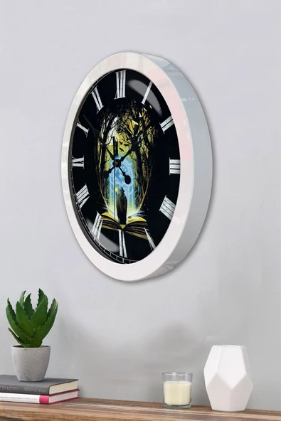 Platin Saat 36 Cm Beyaz Metal Kitap - Insan Duvar Saati - 3
