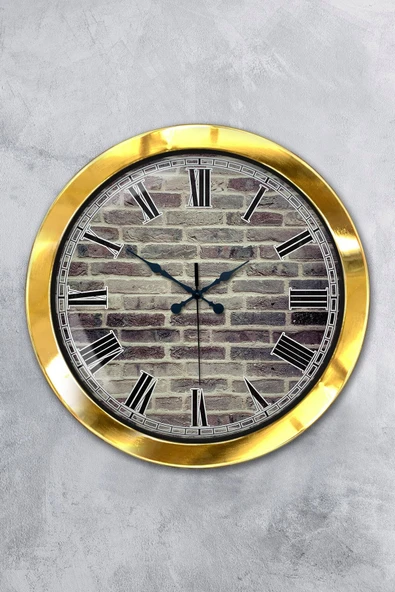 Platin Saat 36 Cm Gold Metal Taş Duvar Duvar Saati