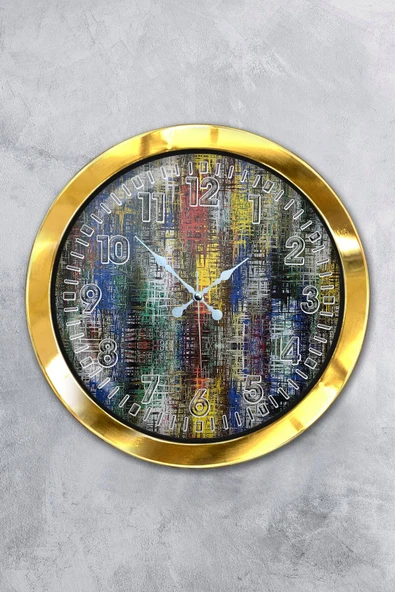 Platin Saat Hediyelik 36 Cm Gold Metal Renkli Duvar Saati