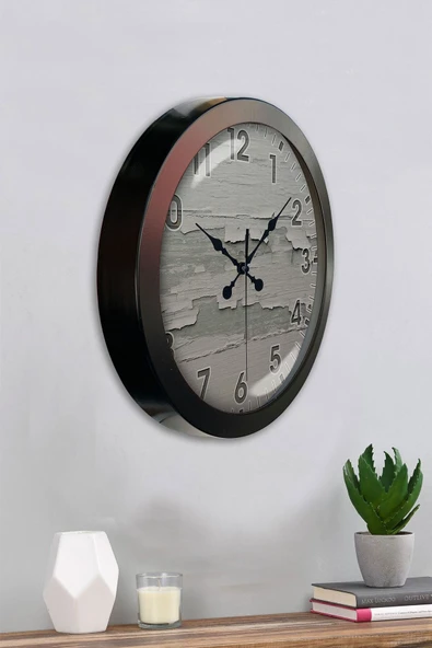 Platin Saat Hediyelik 36 Cm Siyah Metal Dekoratif Duvar Saati - 4