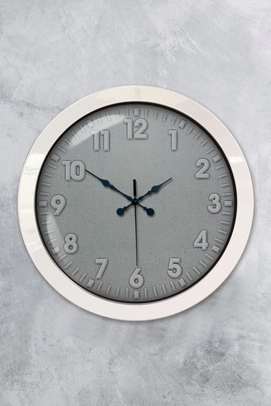 Platin Saat Hediyelik 36 Cm Beyaz Metal Klasik Duvar Saati